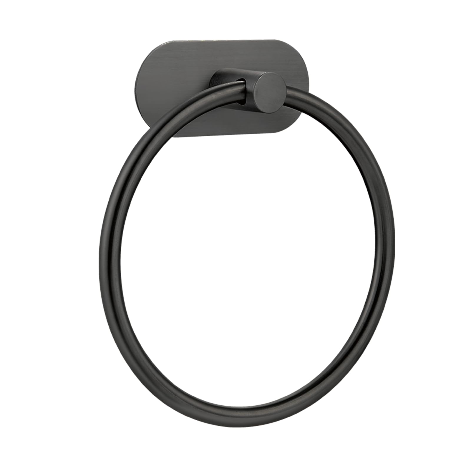 Self-Adhesive Towel Ring, No Drill Stainless Steel Round Hand Towel Holder, Rustproof Waterproof Towel Hanger with Strong Sticky Base, Modern Wall-Mounted Towel Loop for Bathroom Kitchen (Matte Black)