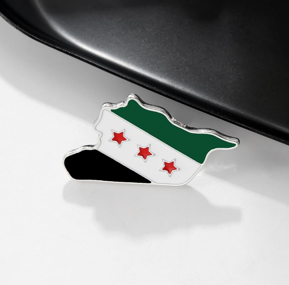 Image of 5-Pack Syria Flag Map Lapel Pins - Alloy Syria Map & Flag Enamel Badge Set, Decorative Brooch Pins for Backpack, Jacket, Hat, Collectibles & Gifts