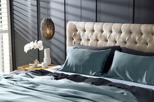 Olive + Crate Tencel Eucalyptus Cooling Pillow Cases For Hot Sleepers - Moisture Wicking, Temperature Regulating, Queen Size Silk Pillowcase - Smooth Sateen Weave, Naturally Produced (2 Pack) | Basalt #TOP5