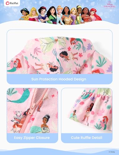 Image of Disney Princess Frozen Stitch Marvel Minnie Girl Swim Cover Up Terry Cloth Swimsuit Coverup Zip-up Bathing Suit Wrap Hooded