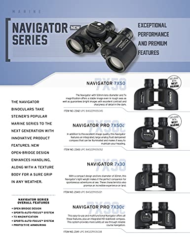 Image of Steiner 7x30 Navigator Marine Binoculars with Open Bridge Design and Sports Auto-Focus, No Compass