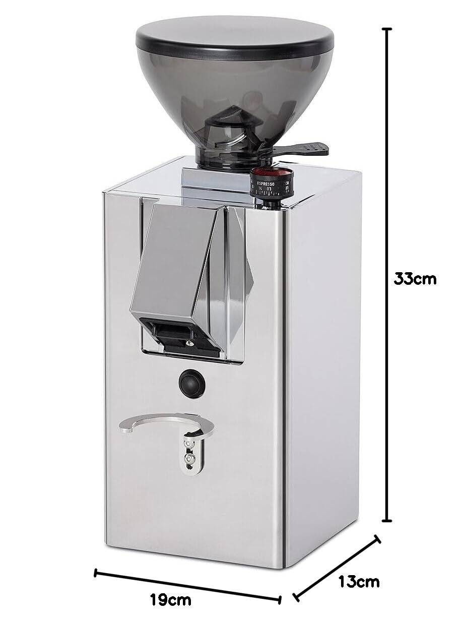 La Pavoni New Kube Mill, Macinacaffè LPGKBS02EU, Tramoggia da 150 g e Macine Piatte da 50 mm, Manopola Easy Setting, Sistema Anti-Vibrazione, 310 W, Cromo Lucido