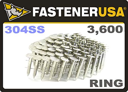 1" Ring 304SS Coil Roofing Nails 3,600ct | CRN1RS