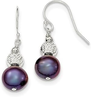 Brincos de prata esterlina 925 pavão cultivada em água doce pérola texturizada com contas pendentes pendentes joias finas para mulheres presentes para ela, Pérola, Pérola