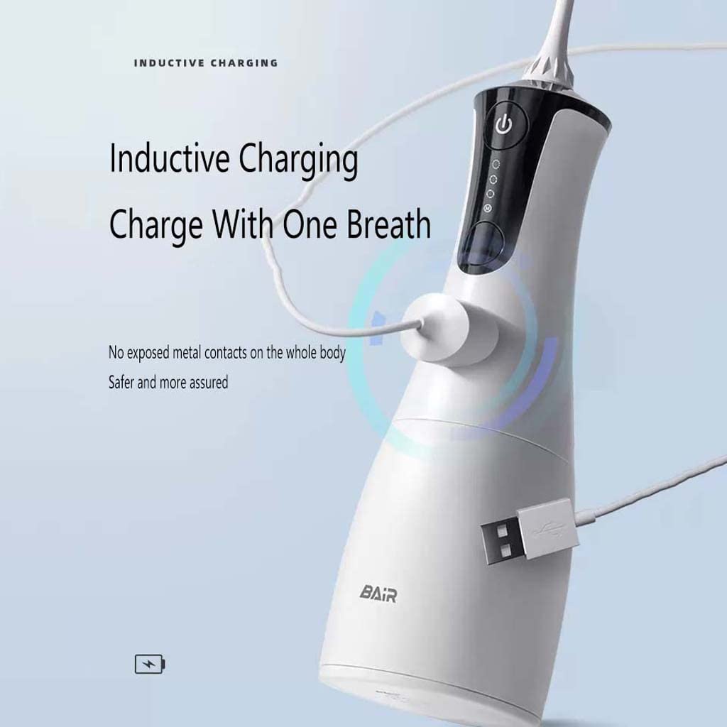 TJH Idropulsore Detergente per Denti Senza Fili, IPX8 Impermeabile Girevole a 360° Irrigatore Orale Dentale Cordless Portatile 300 ml per Pulizia Profonda con 4 modalità 4 Ugelli
