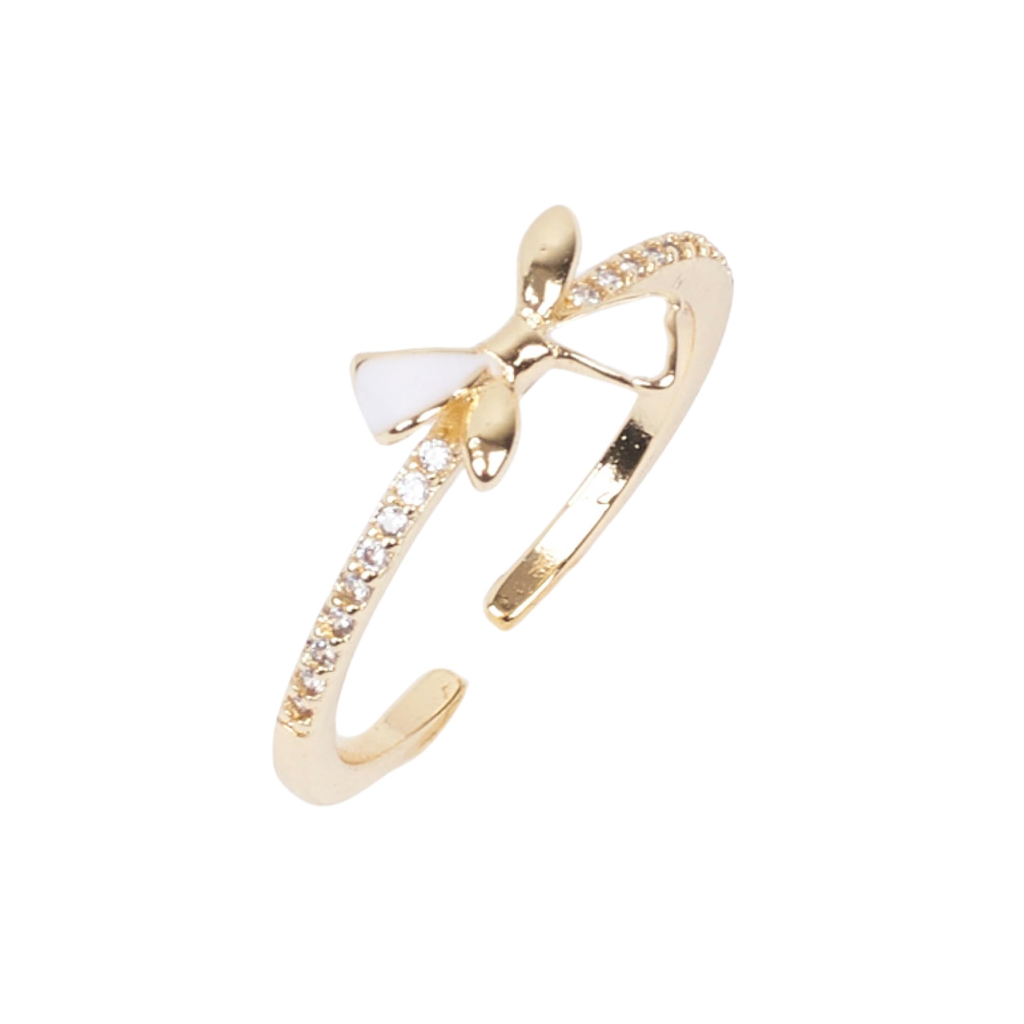 SALTY Liliana White Bow Gold Finger Ring for Women & Girls | 14K Gold Plating | Anti-Tarnish | Fancy | Stylish & Minimal | Birthday Gift | Aesthetic Jewellery | Accessories for Everyday Wear (B0DBZF2R53) Amazon Price History, Amazon Price Tracker