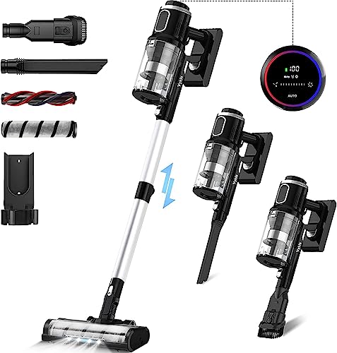 VYKLO Cordless Vacuum Cleaner, 400W Powerful Suction 31Kpa, Up to 65min Runtime, 6 in 1 Lightweight Stick Vacuum, LED Touch Screen & Headlights, Handheld Vacuum for Hardwood Floor & Carpet, Pet Hair VYKLO Cordless Vacuum Cleaner, 400W Powerful Suction 31Kpa, Up to 65min Runtime, 6 in 1 Lightweight Stick Vacuum, LED Touch Screen & Headlights, Handheld Vacuum for Hardwood Floor & Carpet, Pet Hair