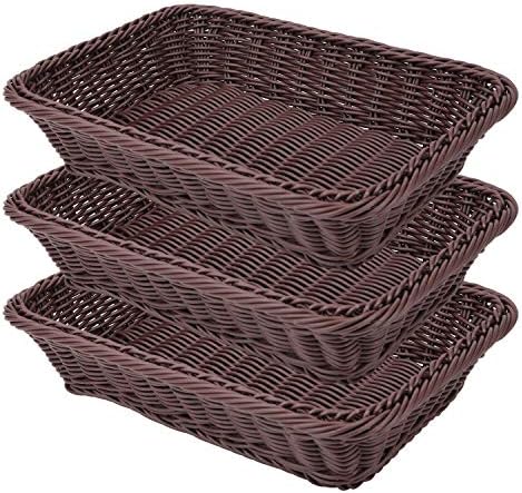 Karderon Food Serving Baskets 11.8 inch x 7.9 inch x 2.8 inch , Baskets for Gifts (Pack of 3), Rectangle, Tabletop Food Fruit Vegetables Serving Basket