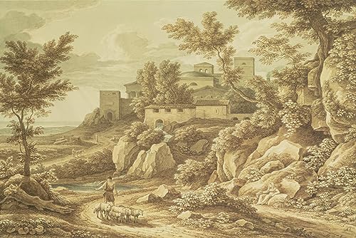 Affiches d'art paysage classique avec berger tableau toile de Reinhart 60x90
