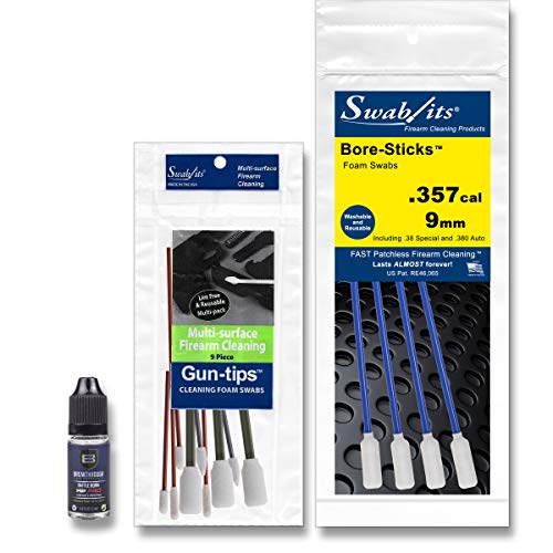 usa made gun cleaning kit - SWAB-ITS 9mm/.357cal/38spl/380auto Handgun Firearm Cleaning Kit 357 Caliber - Made in The USA