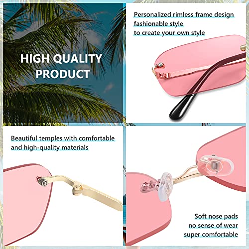 Image of FEISEDY Rimless Sunglasses Y2K Retro Small Narrow Clear Eyewear Vintage Rectangle Sunglasses for Women Men B2643