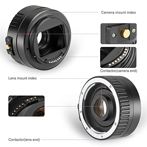 JINTU 2.0X Teleconverter Lens Auto Focus Extender for Canon EOS EF Telephoto Lenses and Cameras Metal Black