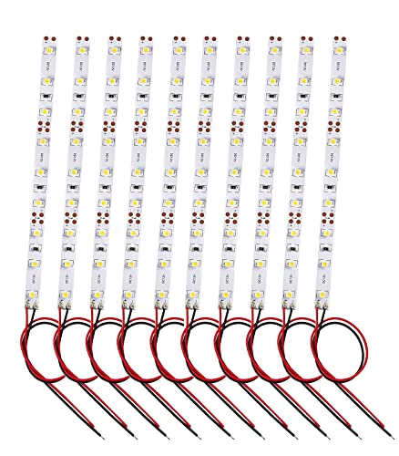 HUAZIZ 10 Pezzi Precablato Bianco Caldo Striscia Led 2835 SMD 9- LED Luce Autoadesiva 12 V ~ 18 V 30CM per il modello treno layout led per modellismo