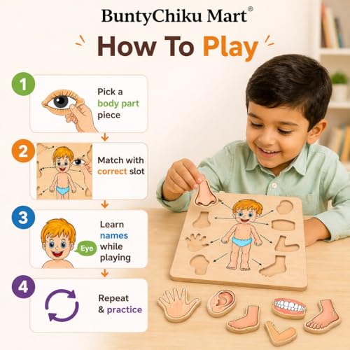 Image of Puzzle Kids Wooden Toys for Kids 3 + Jigsaw Puzzles for Adults Baby Learning Toys Educational Toys Game for Learning Learning Board Parts Anatomy Skeleton - Gift Toys for Boy and Girl