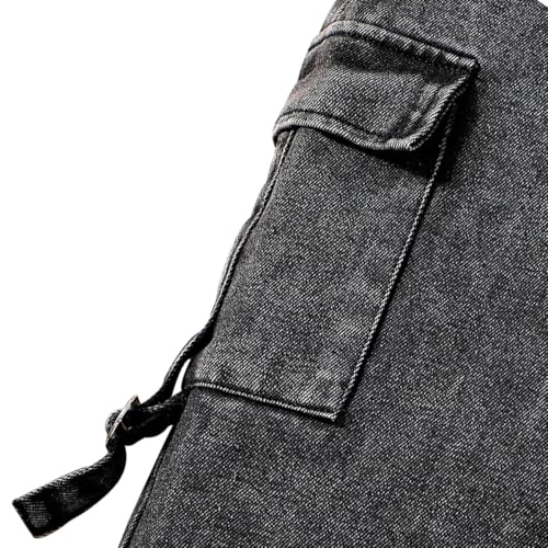 Toddler Girl Jeans, Elastic Band Wide-Leg Cargo Jeans with Utility Pockets - Girls Denim Pants (3-7T)3