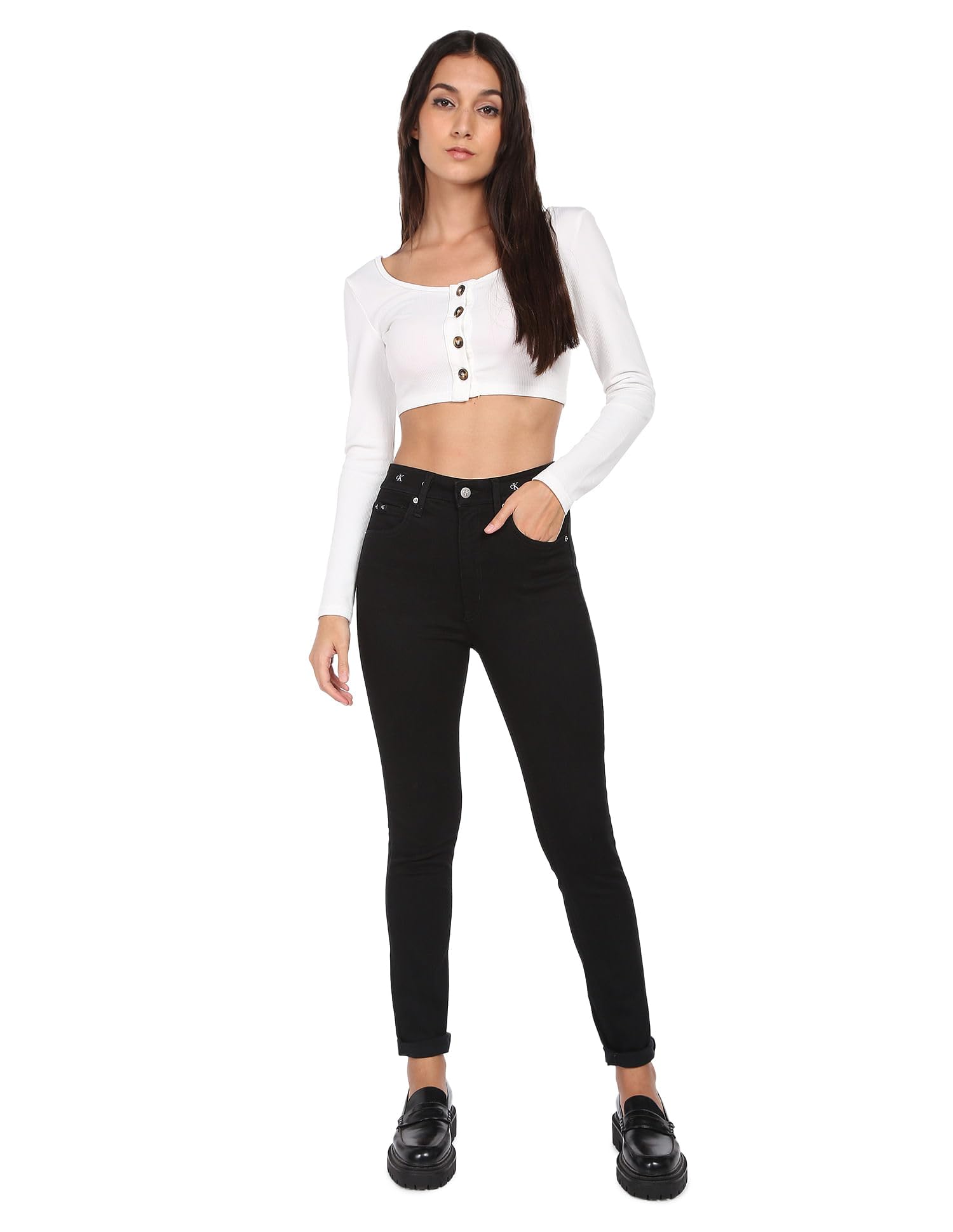 Calvin Klein Jeans High Rise Skinny J20J219522 Pantaloni, Denim (Denim Rinse), 30W / 30L Donna