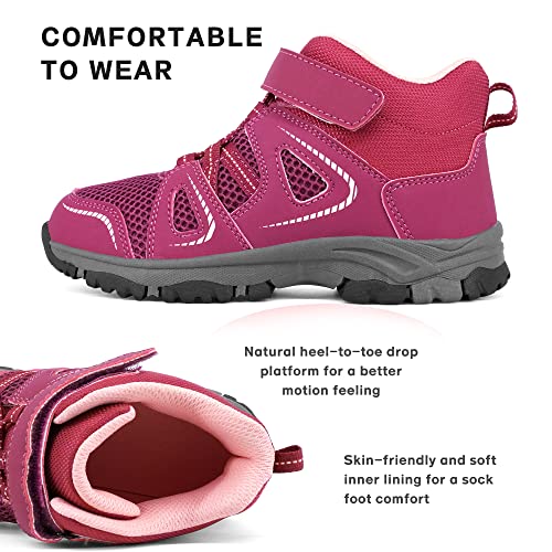 Yeskis Kids Hiking Shoes Girls Hiking Boots Breathable Durable Lightweight Outdoor Tennis Sneakers For Little Kid Purple Size 3 #TOP4
