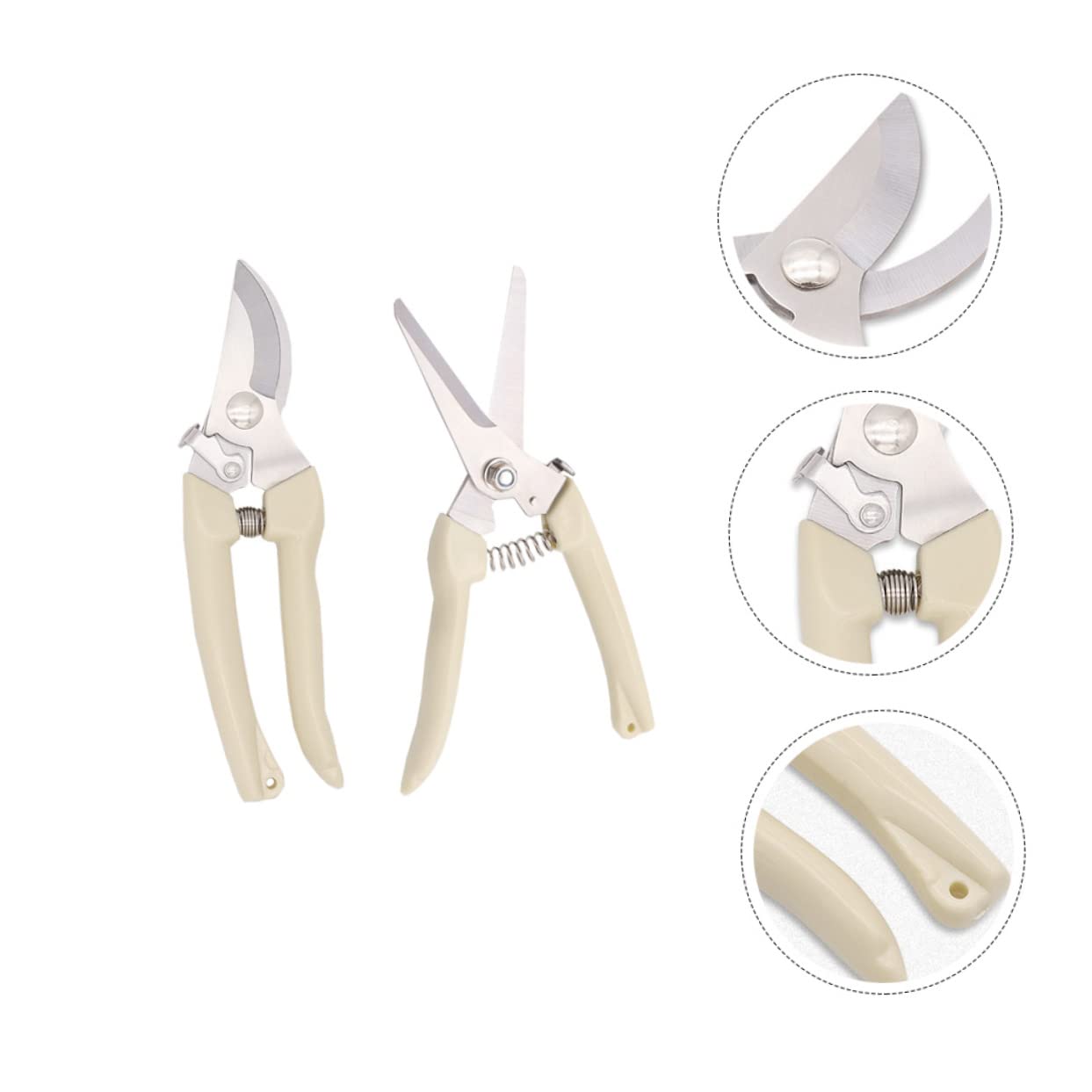 Abaodam 2 Sätze Gartenschere Handschneider Buschschere Pflanzenschneider Gartengeräte Zum Jäten Astschere Handscheren Für Die Gartenarbeit Astschneider Rostfreier Beige 2 Stück * 2