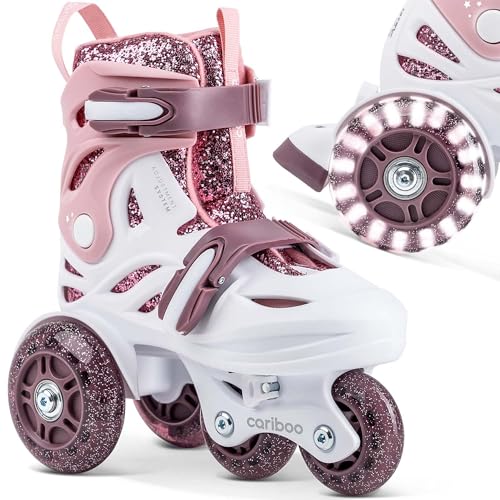 Cariboo Rollschuhe Für Kinder Inliner Für Anfänger Verstellbar S 31-35 Mit Lernlaufräder Glitzern Rosa Purpur Ballerina