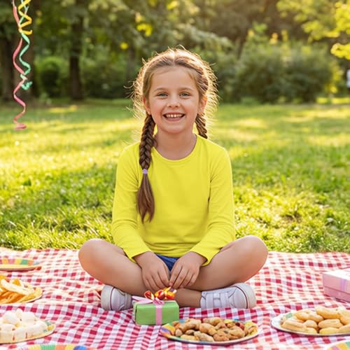 Image of Girls Cotton Long Sleeve Shirts Kids T Shirts Lightweight Breathable Casual Classic Tee Top for Children Age 3-14 Years
