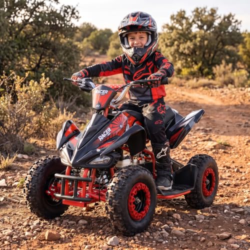 Actionbikes Motors Kinder Quad Elektro ATV Racer (Schwarz/Rot)