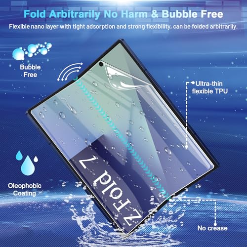 Image of [2Set 6PCS] Screen Protector Compatible with Galaxy Z Fold 7 5G - 2 Inner TPU Film + 2 Outer Tempered Glass + 2 Camera Lens Protectors with Positional Mouting Frame, Bubble Free