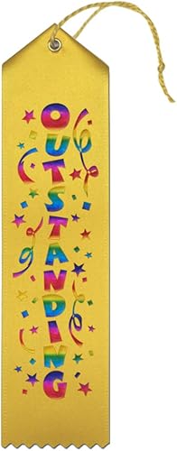 RibbonsNow Cintas de premio excepcionales - 25 cintas amarillas con tarjeta y cuerda