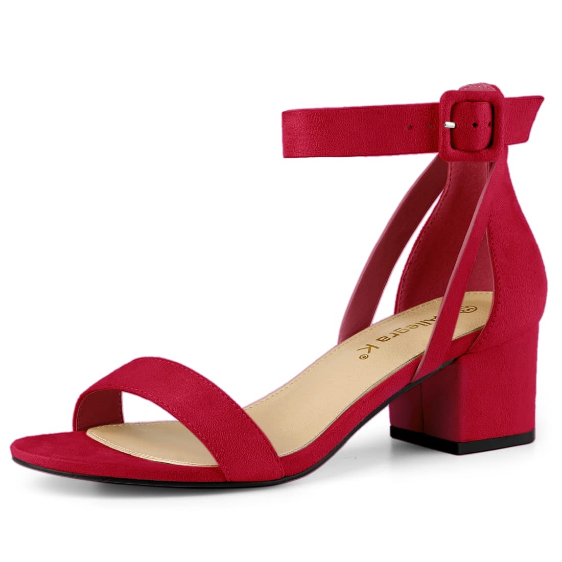 Sandales rouge à talon bas Allegra K en taille 41 EU avec sangle cheville - 8