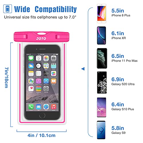 Image of JOTO Universal Waterproof Phone Holder Pouch, Underwater Case Cell Phone Dry Bag for iPhone 14 13 12 11 Pro Max Mini XS Max XR X 8 7 6S, Galaxy S21 S20 S10 S9 Pixel HTC LG Motorola Up to 7.0 inch -Pink