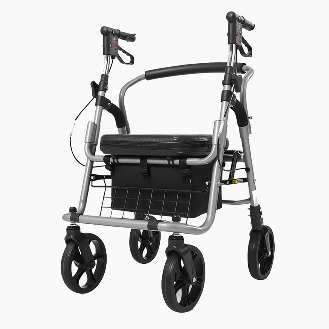 Andadores para Personas Mayores con 4 Ruedas,andador para exteriores,Andador para adultos,Caminador Andador Aluminio con Ruedas,altura ajustable black