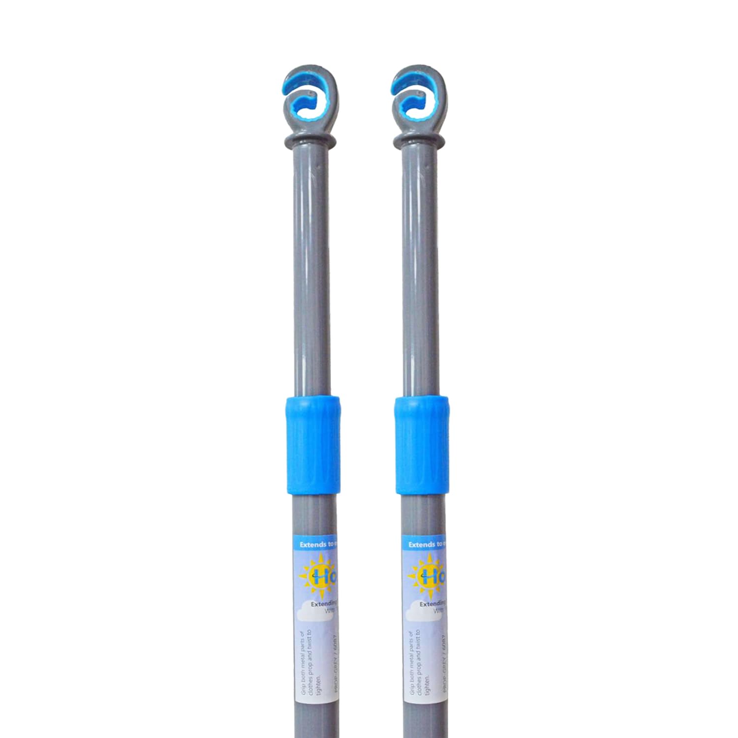 2 X Washing Line Support Pole Heavy Duty Metal Telescopic Clothesline Poles Prop Home Outdoor Garden Extendable Laundry Liner Props 2.4m/7.87Ft