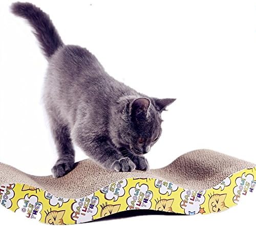 Cat Scratcher Cardboard for Kittens, LOYEH Corrugated Scratching Pad with Wave Curved Young Cats Catnip Cardboard Sofa Lounge Wave,16x8x1.5 inches Brown