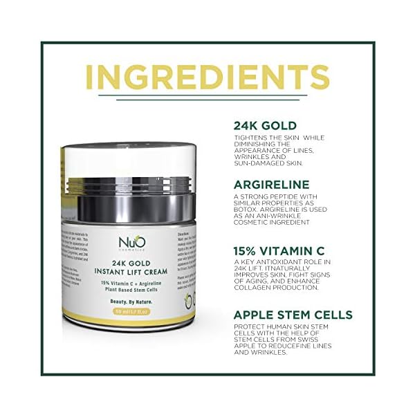 24k-Gold-Cream-Face-Lifting-Firming-Wrinkle-Cream-Anti-Wrinkle-Cream-for-Women-Men-Firms-Tightens-Use-to-Reduce-Appearance-Of-Wrinkles-and-Fine-Lines--50ML 24k Instant Face Lift Cream | Tighter, Firmer Skin in Minutes | Plant Stem Cell Science | Anti Aging Moisturizer to Smooth Fine Lines, Wrinkles | Natural, Vegan, Cruelty Free | 50ml, 3 Month Supply