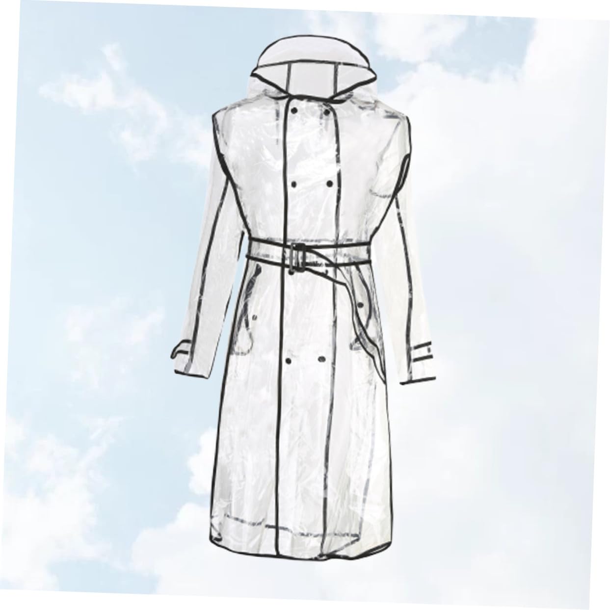 Trasparente con Giacca Antipioggia Leggera Long con Cappuccio Rainwear e Resistente Xl