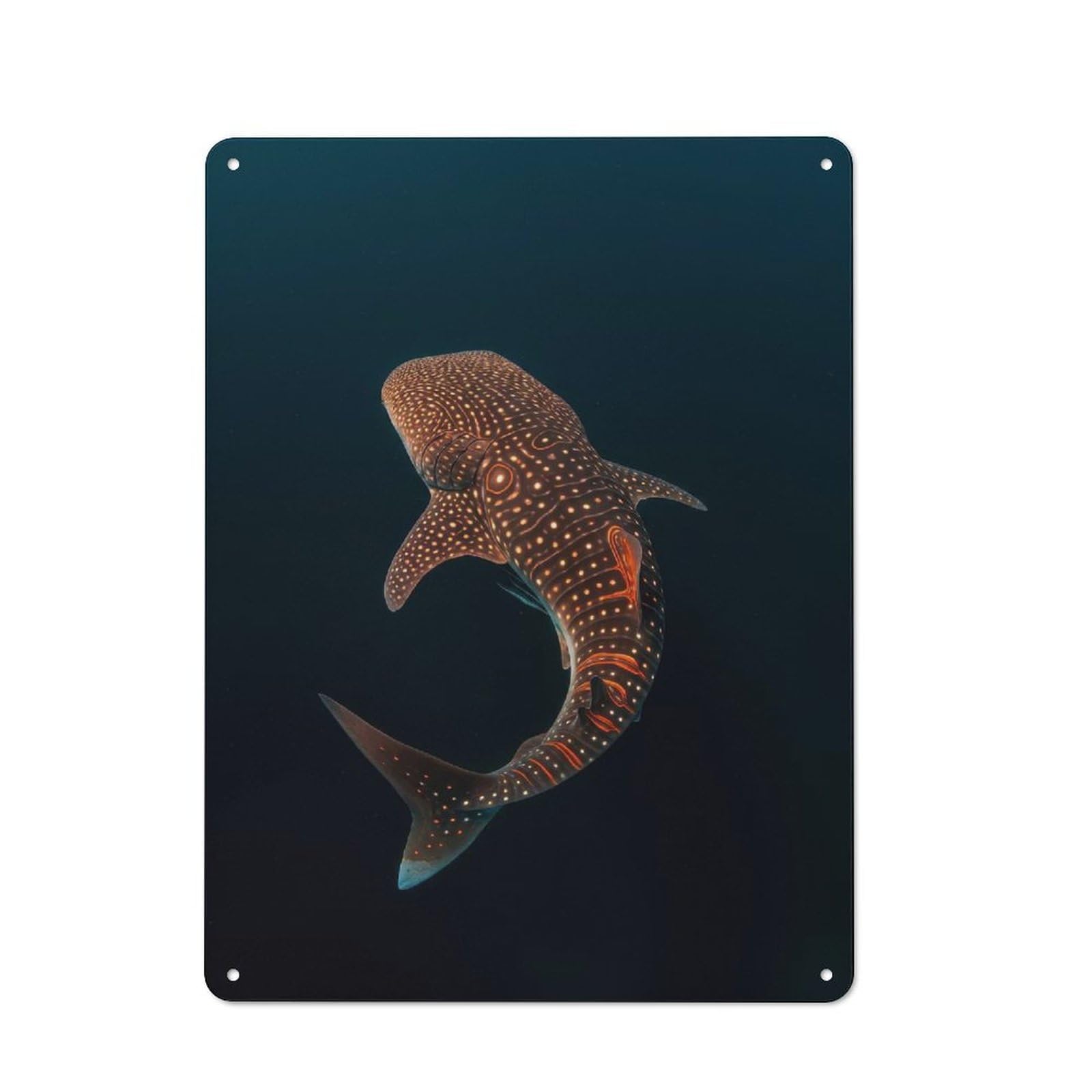 Junmoney Whale Shark Dark Ocean Metal Wall Sign 40X30cm Featuring For Bar Or Restaurant, For Restaurant Interior Fans