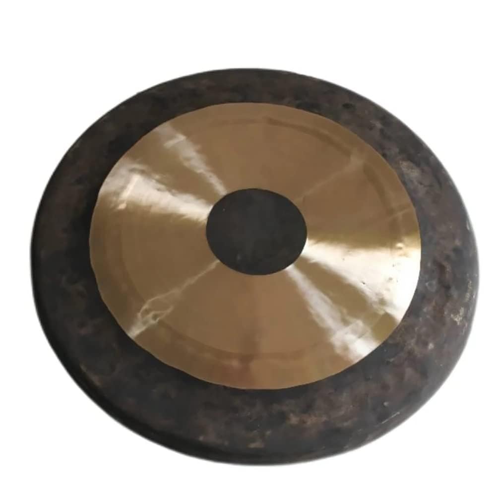 Gong tradizionale cinese in bronzo, 61 cm, aspetto invecchiato, gong decorativo con finitura luccicante, per esterni, patio, casa e giardino