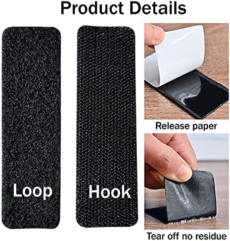 VEGCOO 30PCS Double Side Tapes, Mounting Pad Heavy Duty Strong Hook and Loop tape Strips Self Adhesive Waterproof Sticky Pads, Rectangle Adhesive Pads Extra Strong Adhesive Mounting Tape (A)