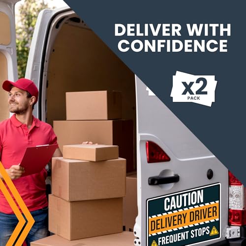 Image of Magnet Me Up Caution Frequent Stops Delivery Driver Magnet Decal, 2PK, Large 12x18 inch, Heavy Duty Automotive Magnet for Car, Any Magnetic Surface, Flex Delivery Driver, Crafted in USA