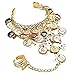 Yozone 2PCS Beautiful Belly Dance Gold Triangle Bracelet Gypsy Jewelry Coin Bracelet Hand Decoration Bangle with Ring (Gold)