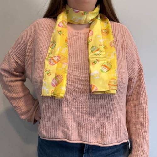 CTM Women's Easter Bunny and Egg Print Holiday Lightweight Scarf4