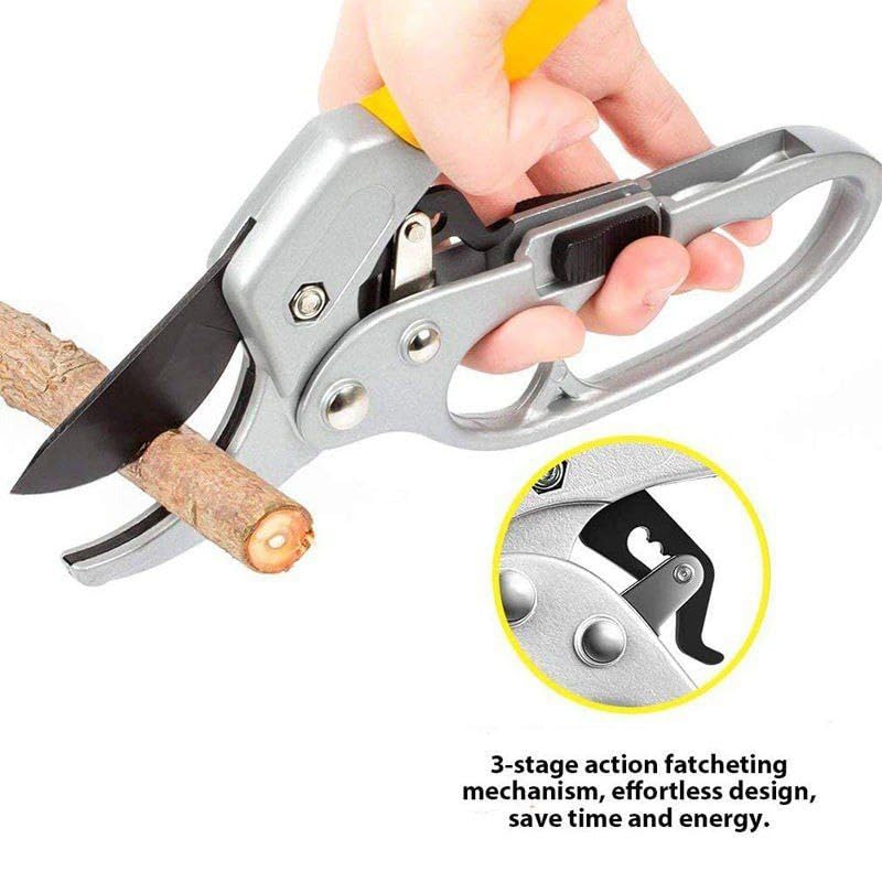 Image of HUPLA Heavy Duty Ratchet Pruning Shears for Gardening | Sharp SK5 Steel Blade, Anti-Rust, Ergonomic Handle | Hand Pruner for Branch, Stem, Tree Cutting | Bypass Secateur Cutter for Plants