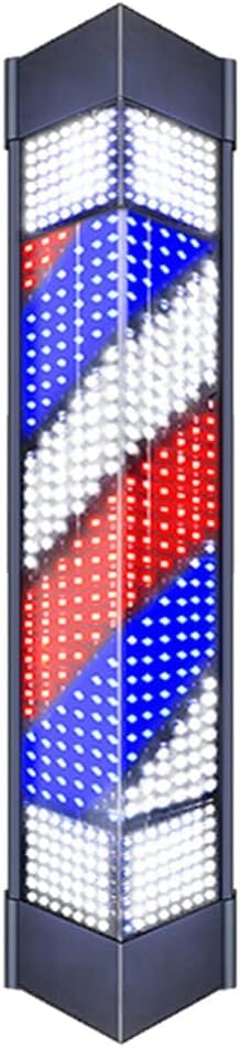 LZfLwJV Outdoor Led Barber Pole Light, Barbershop Hair Salon Hairdressing Sign,Wall Mount Rotating Light,Can Be Remotely Controlled,155X23CM,Black and White(95x23cm,Color)