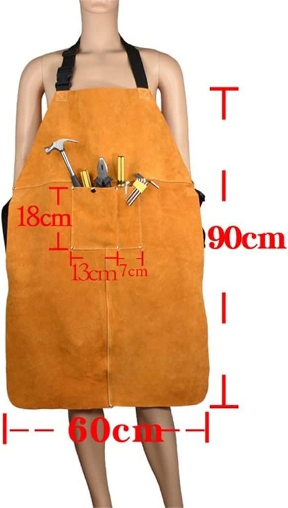 Fartuch, skórzany fartuch spawalniczy Odzież robocza Fartuch Argon-arc Odzież robocza Fartuchy (kolor: A, rozmiar: 60 * 90 cm)