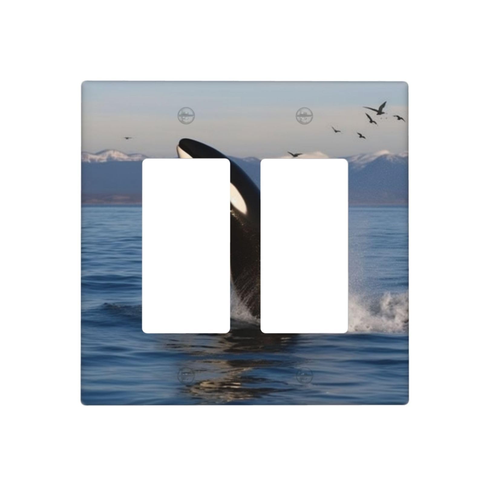 Decorator Wall Plate 2 Gang Light Switch Covers Killer Whale Wallplate Double Toggle Switch Plate Standard Size Electrical Outlet Covers Decorative Wall Switch Plate Cover