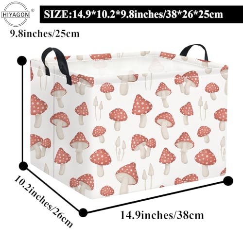 Image of Rectangular Kids Basket Baby Girl Basket Fabric Storage Bin Organizer Box Room Decor(Mushroom)