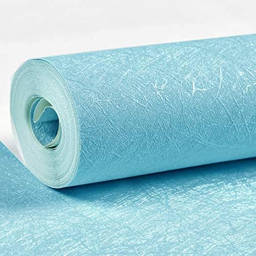 MelunMer Papel tapiz azul para despegar y pegar, papel tapiz de seda en relieve, autoadhesivo, extraíble, papel tapiz azul para pegar y despegar,