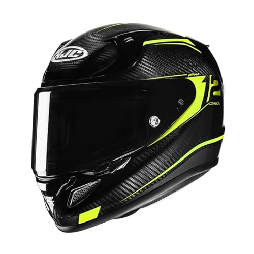 HJC RPHA 12 Carbon Fibre Keres Yellow MC3H Motorcycle Helmet (M)