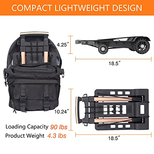 Gimify Folding Hand Truck Luggage Cart Dolly Hand Truck 90 lbs Capacity Utility Cart with 4 Wheels Compact Lightweight for Moving, Shopping, Travel, Auto, Home Office Use