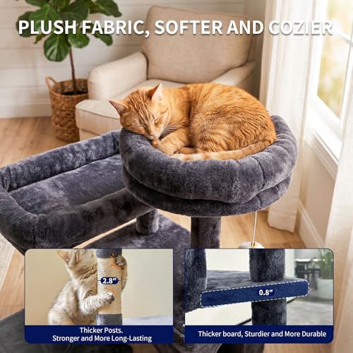 Lona rascador para gatos grandes 64 pulgadas con 2 condos miniatura 5