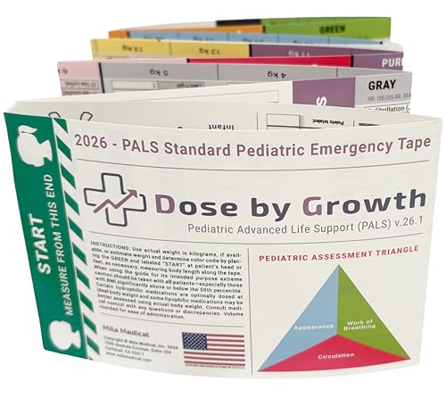 Dose By Growth 2026 Updated PALS Pediatric Advanced Life Support Emergency Length-Based Tape with Broselow Compatible Color Zones Designed for Paramedics Nurses & EMS Providers